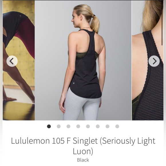 LULULEMON 105 F Singlet Tank Top Scalloped Trim Black Striped Lightweight Shirt - Picture 16 of 16